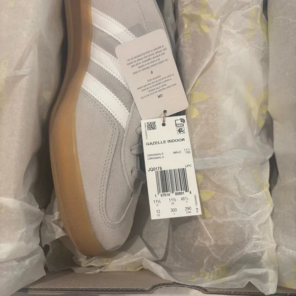 Adidas Gazelle Gray and White Sneakers for Casual Comfort SIZE 12
